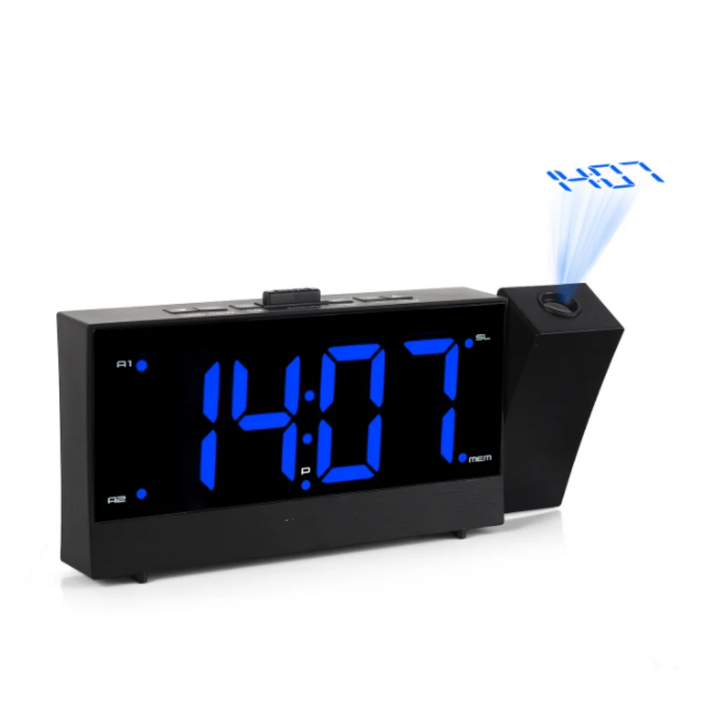 Adjustable Projection Radio LED Electronic Alarm Clock 3D Projector Digital Desktop Night Light Timer USB Charging Table Clock