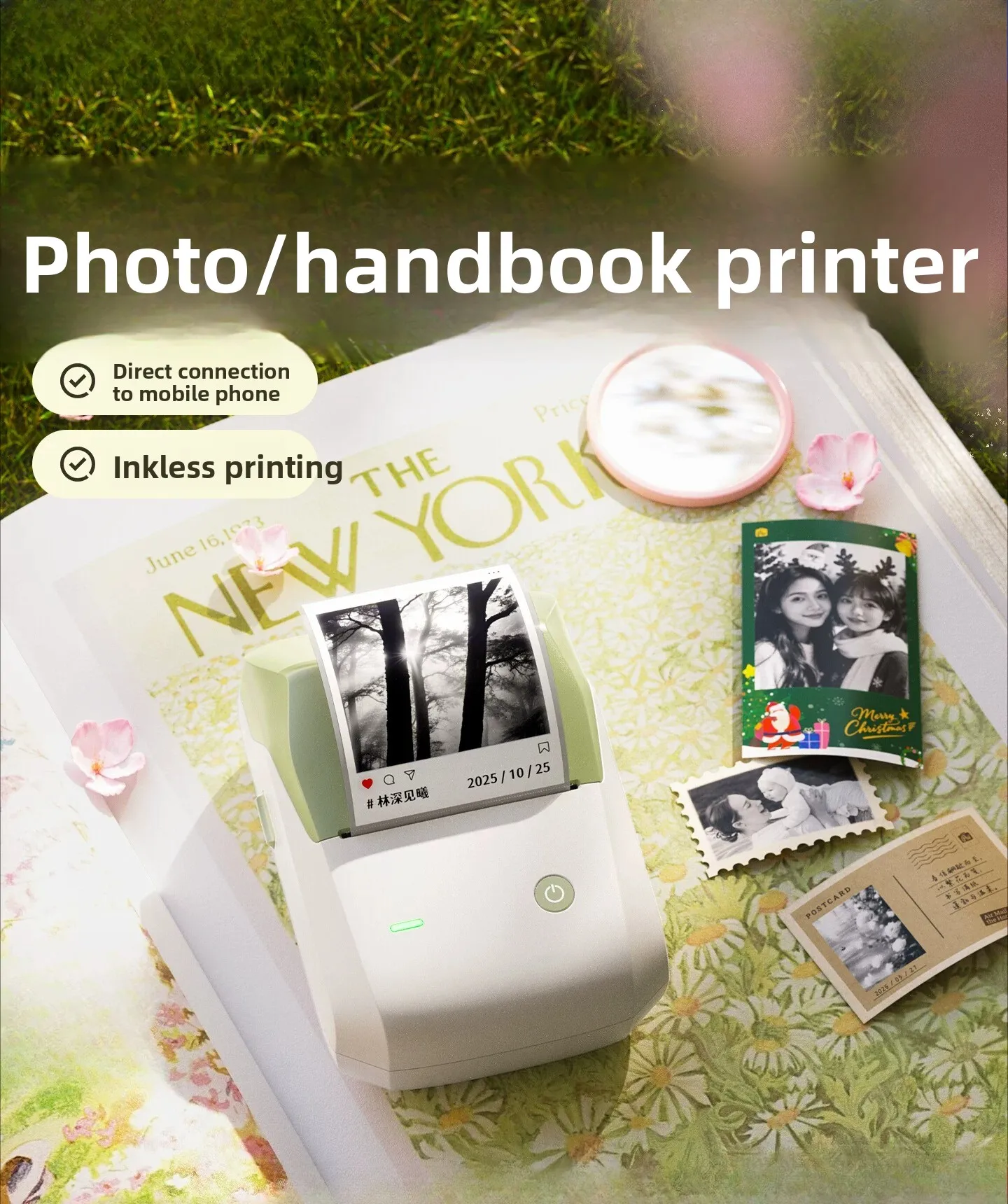 High‑Resolution 300DPI Photo Printer, Mini Home Image Printer for Picture Printing