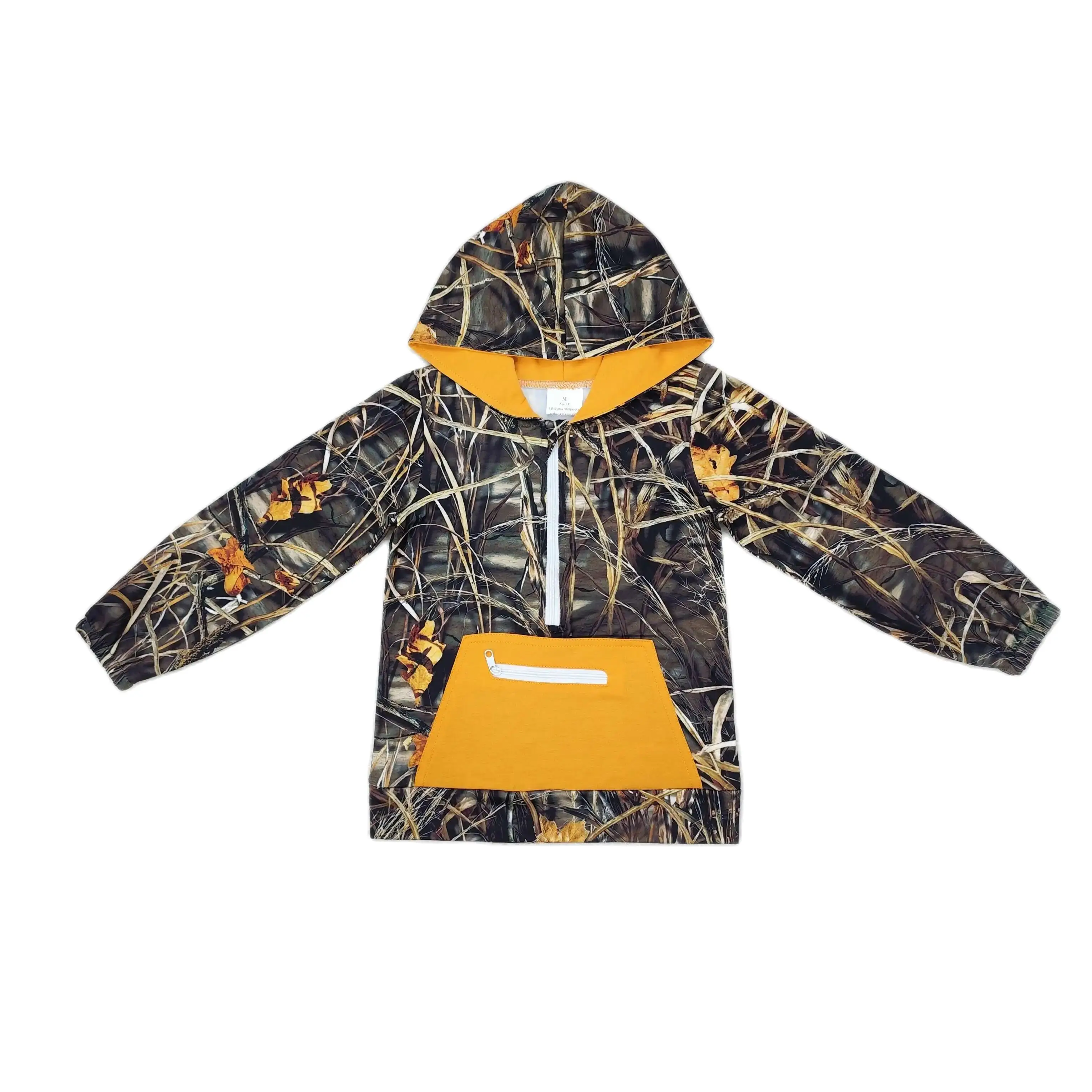 Wholesale Baby Boy Camo Sweatshirt Kids Children Hooded Zipper Pocket Toddler Long Sleeves Hoodie Sportswear One Piece Shirt