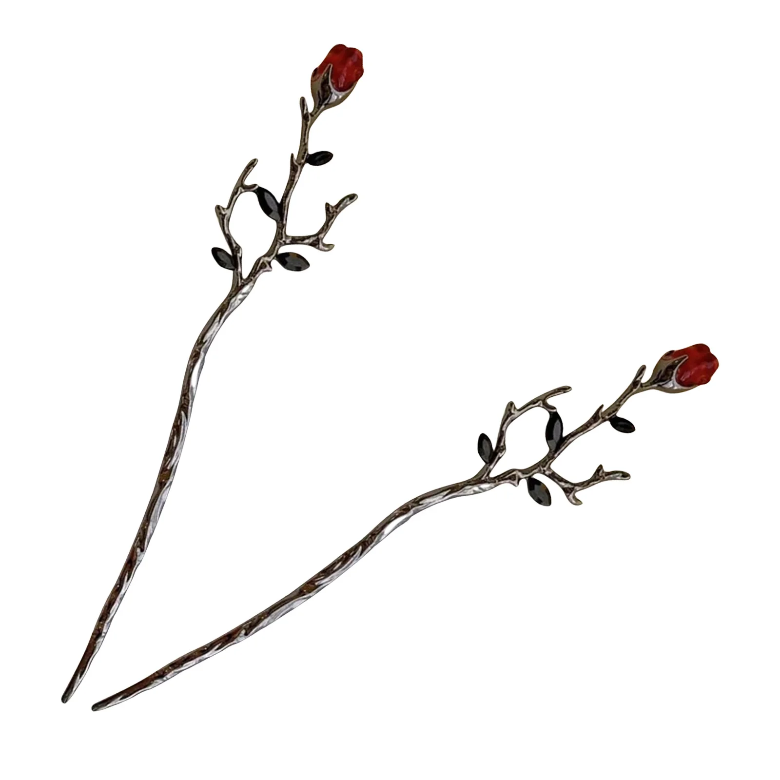 

2Pcs Metal Rose Flower Hair Sticks Smooth Edges Hair Pin for Secure Bun Hairstyle Durable Alloy Flower Hairpin