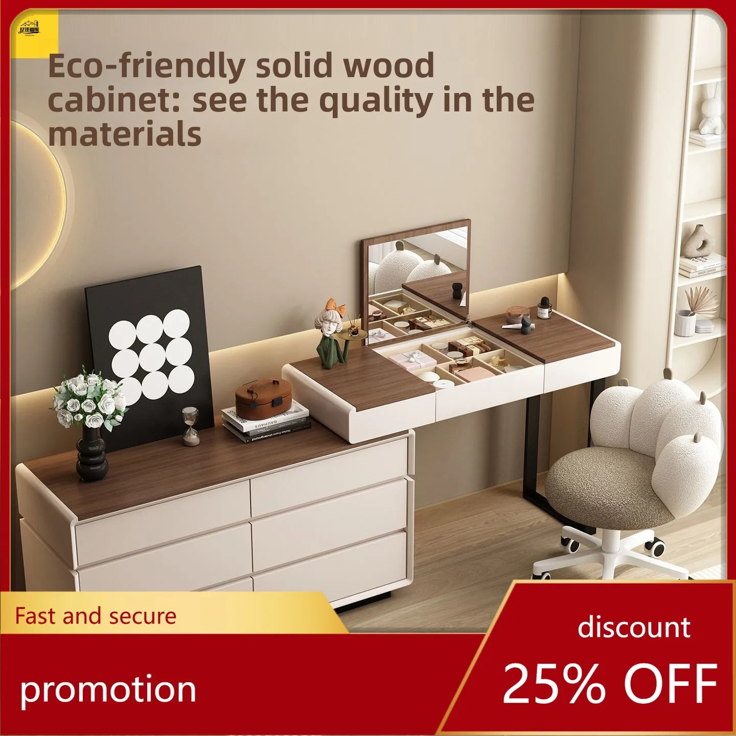 

HT Flip Cover Dressing Table Retractable Mobile Modern Minimalist Multi-Functional Desk Makeup Table