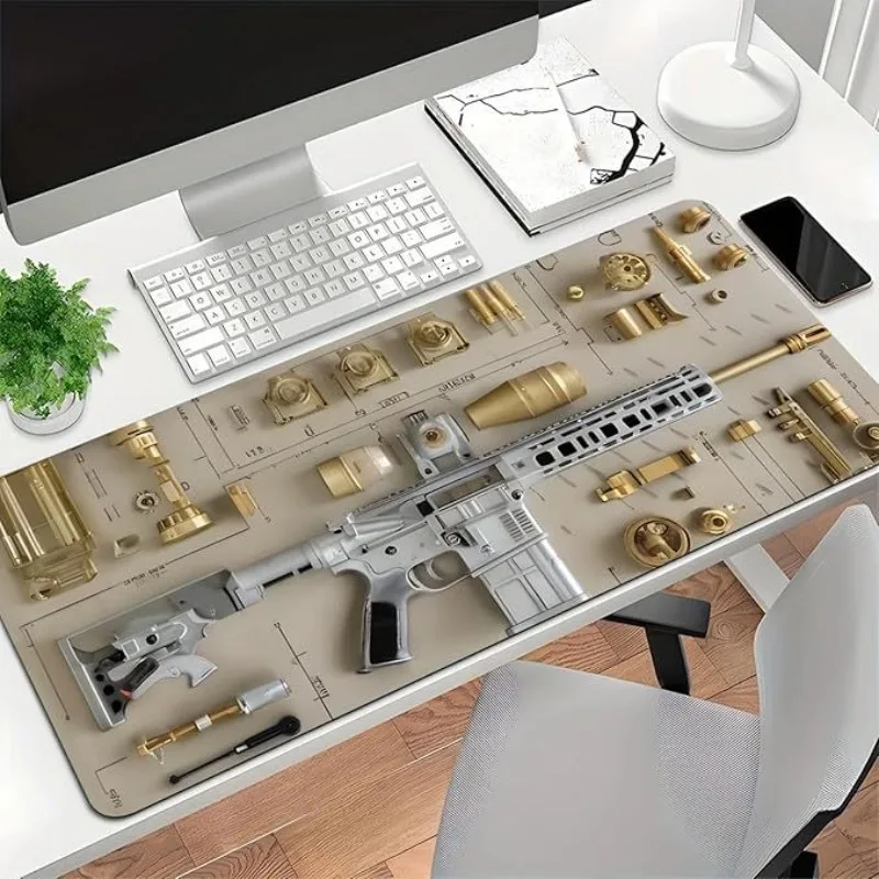

High-definition gun picture, large non-slip gaming mouse pad thickened computer desk pads notebook keyboard PC accessories