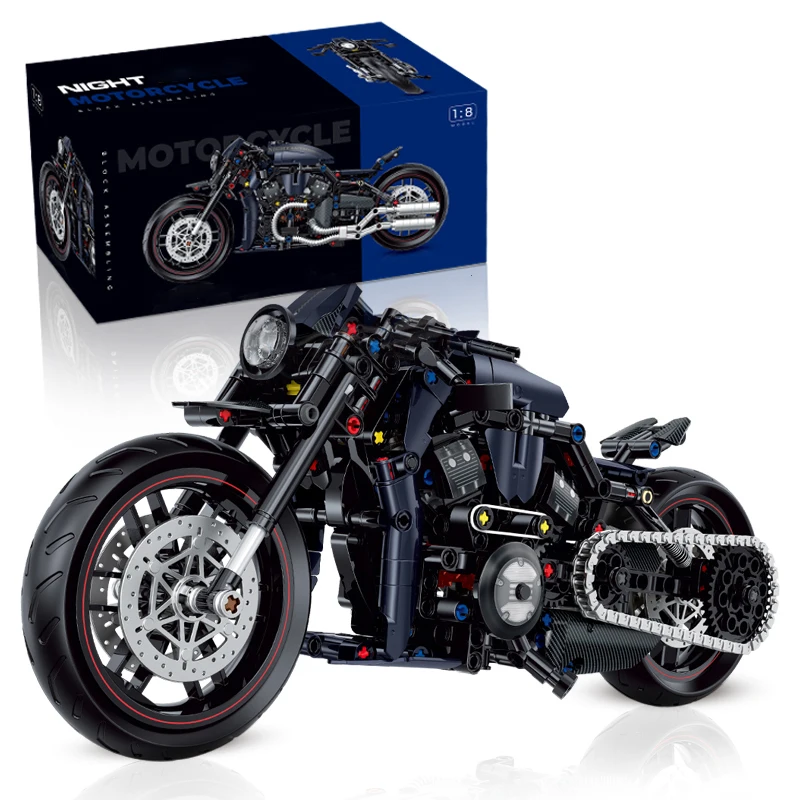 

Новый конструктор 562 детали: Мотоцикл Night Racer 1:8, набор MOC-блоков, модель мотоцикла, рождественский подарок для мальчиков и детей