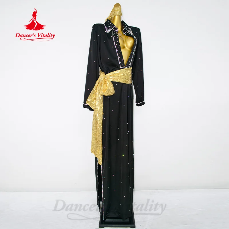 Buikdanskostuum Aangepaste Senior AB Stenen Gewaad + Hoofddoek + Hippe Sjaal 3 stks Volwassen en Kind Saidi Baladi Prestatiekleding