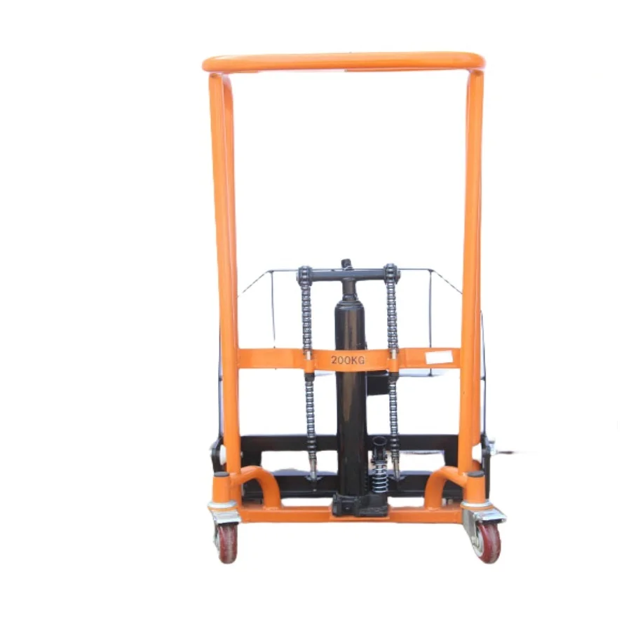 1.2M Household Hydraulic Micro Forklift 400kg Capacity Manual Pallet Fork Universal Wheel Stacker Platform