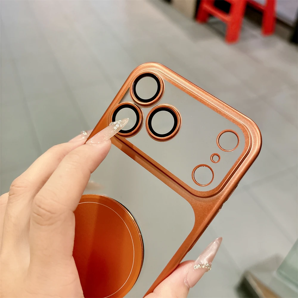 آيفون 17 قطعة ماتي تصفيح مرآة قوس الحال بالنسبة آيفون 17 16 15 14 13 12 11 برو ماكس زائد الهواء ل Magsafe المغناطيسي غطاء