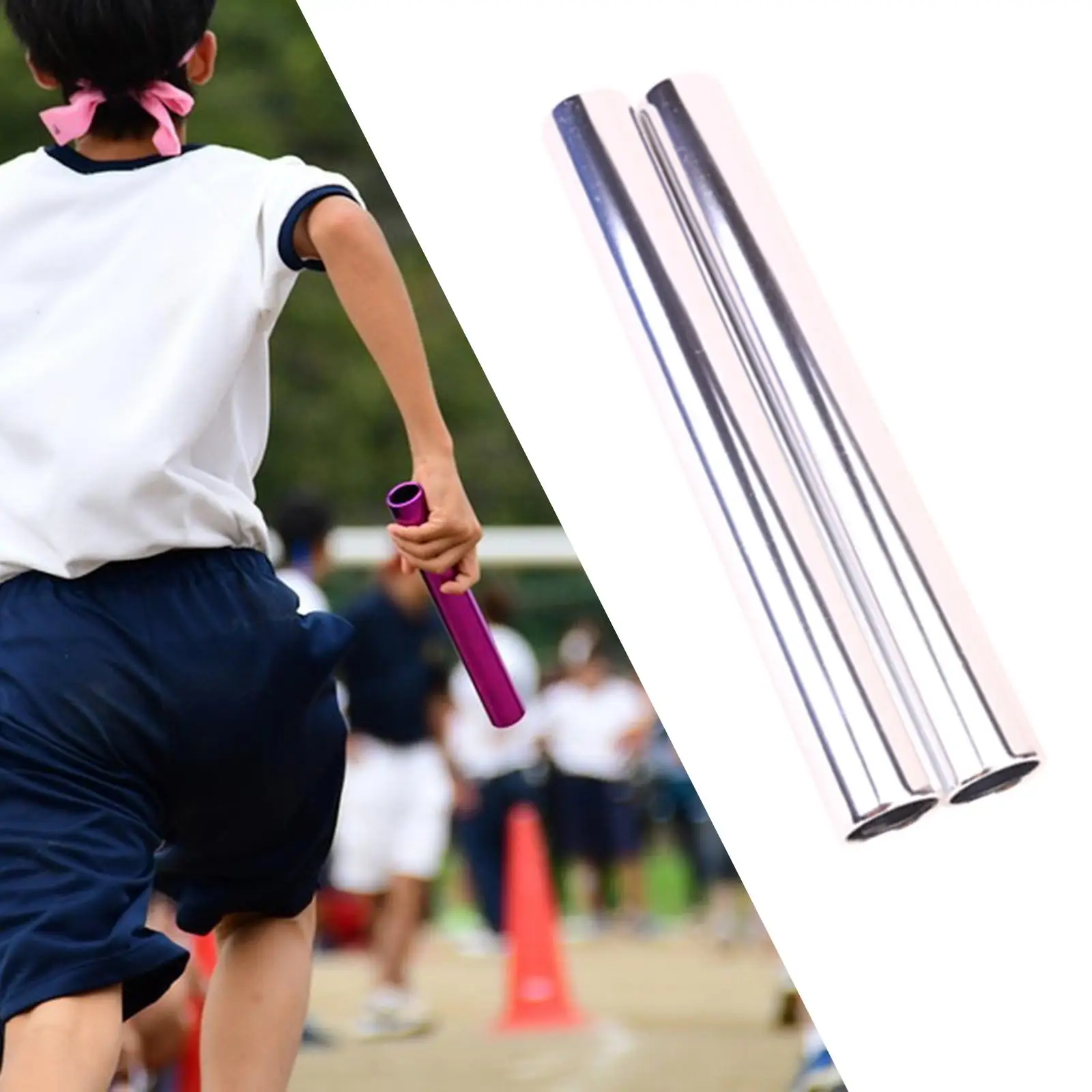 2 Pieces Aluminum Alloy Relay Sticks Track Sticks Sleek Supplies Match Practice Reusable Equipment Nonslip Game Sports Tools