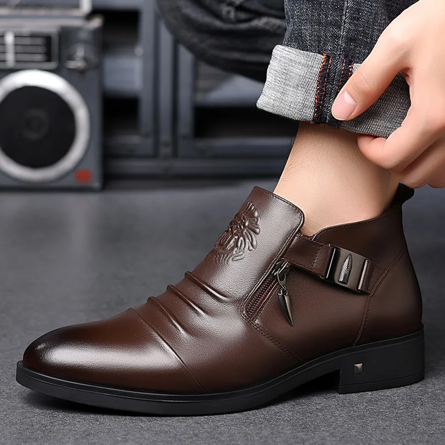 Herren Chelsea Boots in Übergröße, mit seitlichem Reißverschluss, runder Zehenpartie, lässige Stiefeletten für den Alltag und Winteranlässe – Detail 20
