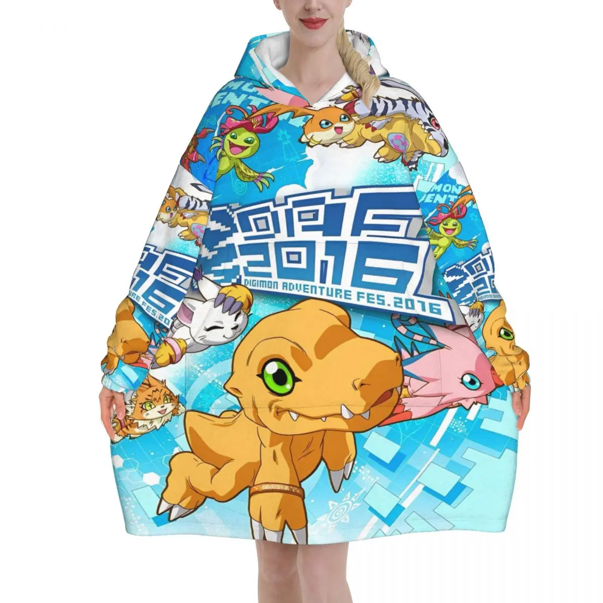 

Одеяло с цифровым монстром Digimon, толстовка большого размера, носимое одеяло, теплые подарки для женщин и девочек, подруги