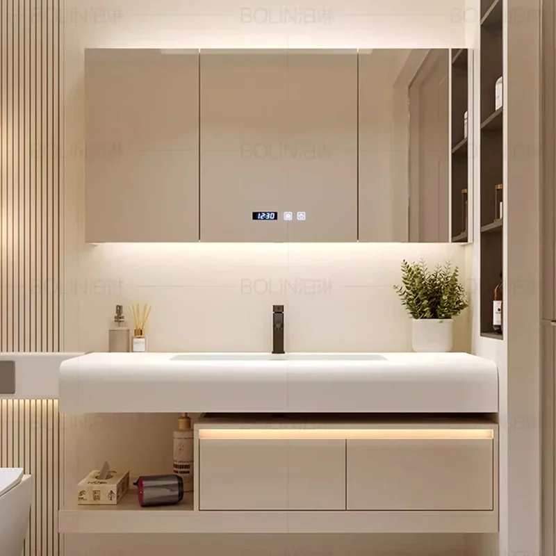 

French Luxury Bathroom Cabinets Washbasin Salon Vintage Make Up Bathroom Cabinets Mirrors Storage Armadi Aperti Furniture