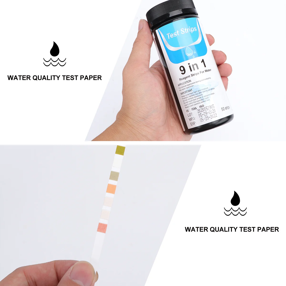 

50Pcs Water Quality Test Strips High Sensitivity PH Testing Papers for Home Aquarium Pool Drinking Water Test Kit