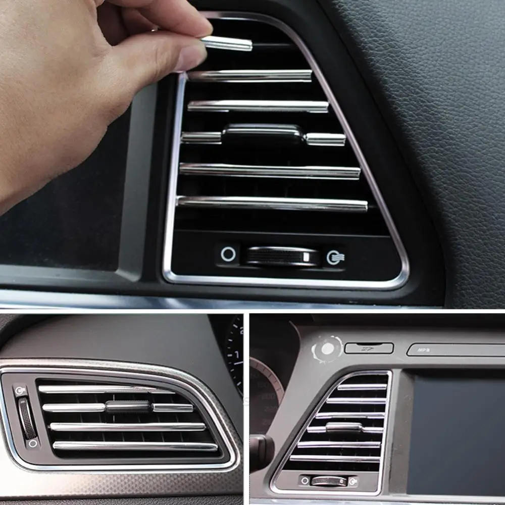 10Pcs Car Auto Air Outlet Vent Interior Decorative Stickers Strip Accessory Наклейка На Вентиляционное Отверстие Автомобиля