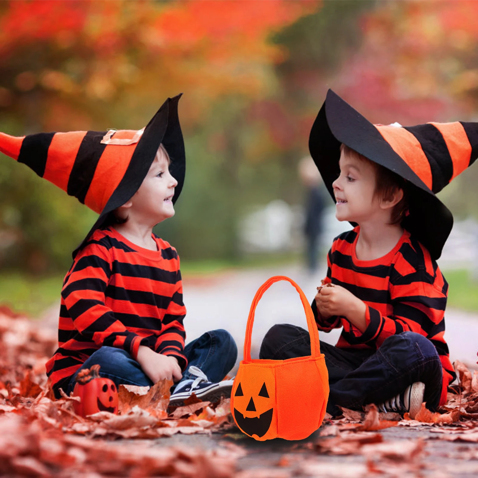

5Pcs Pumpkin Candy Buckets Halloween Handheld Candy Bags Party Accessory Trick Or Treat Festival Gift Bags Festival Gift Bag