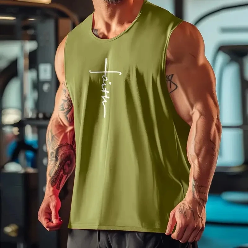 Summer Breathable Men's Tank Top Hip Hop Trend Harajuku Sleeveless Shirt Fashion Comfortable Run Sports Man Vest Casual Gym Tees