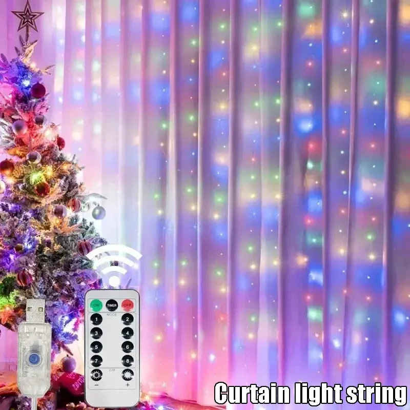 

Curtain Light String USB String Lights 8 Modes LED Lights Remote Control for Wedding Party Holidays Christmas Decorations