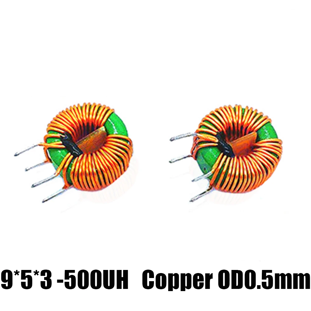 10Pcs 500UH 9-5-3 Toroid Core Common Mode Inductor Choke Coil Switching Power Output Smoothing Circuits Copper OD 0.5mm