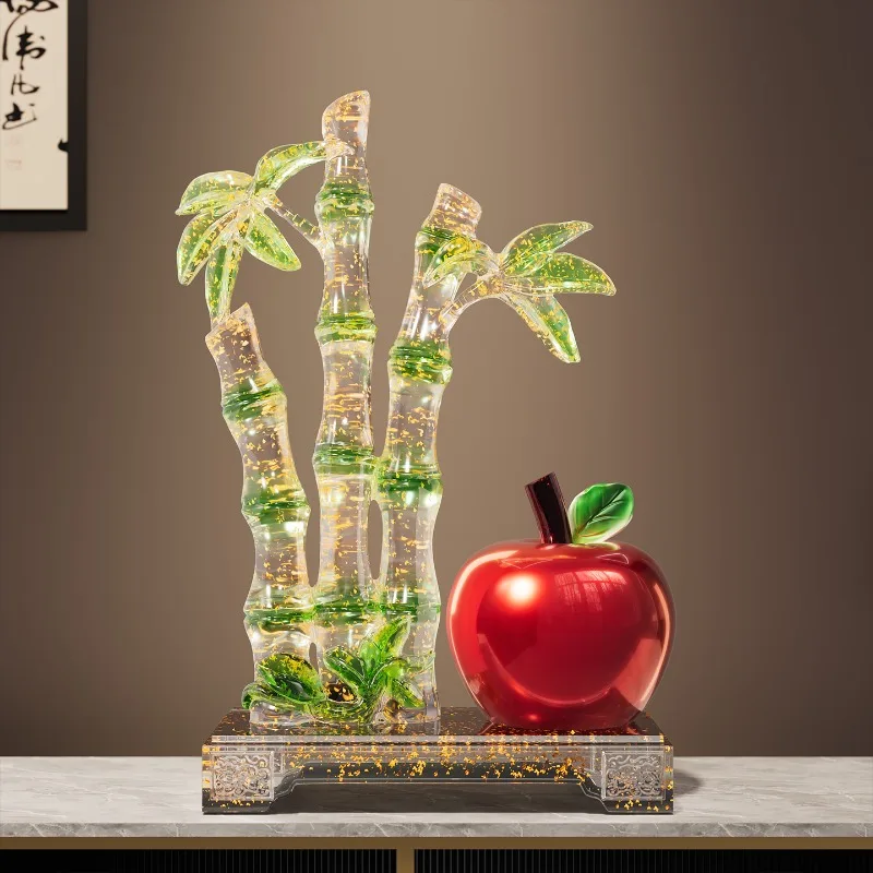 Four Seasons Peace Decoration Resin Sculpture Living Room Entrance Office Desktop Bamboo Statuette Decorations Gifts