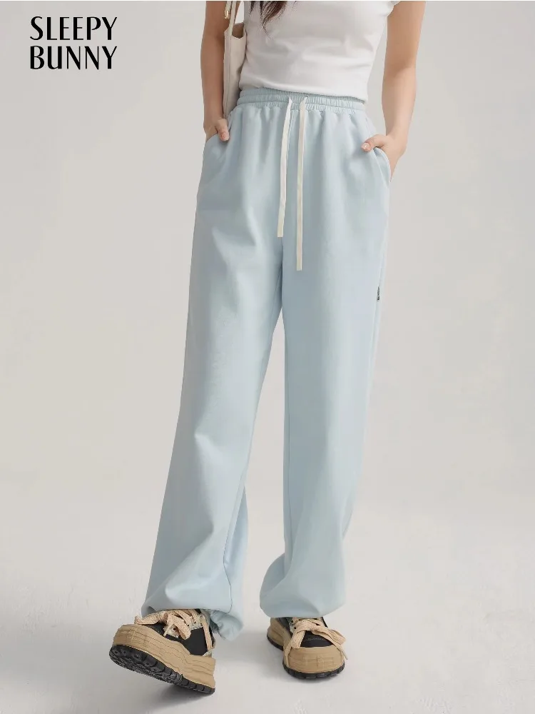 

High-Waisted Casual Pants for Women Lightweight Loose Drawstring Summer Slimming Straight Leg Trousers Side Pockets Color Block