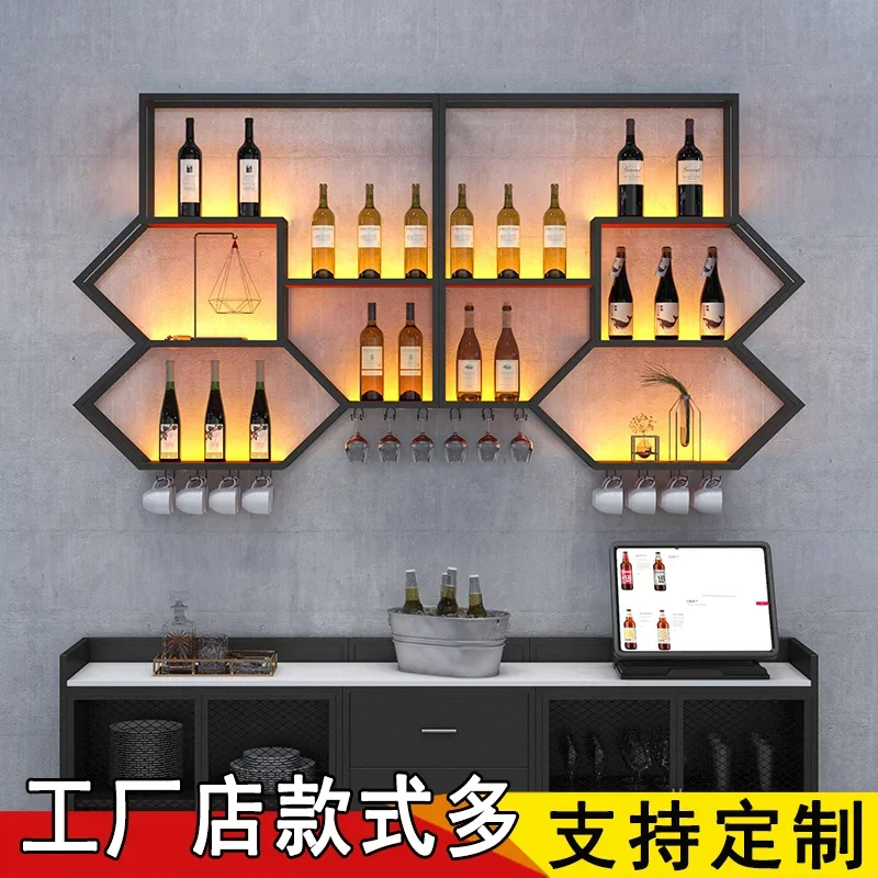 Wine cabinet wall hanging wrought iron wine rack cafe wall rack