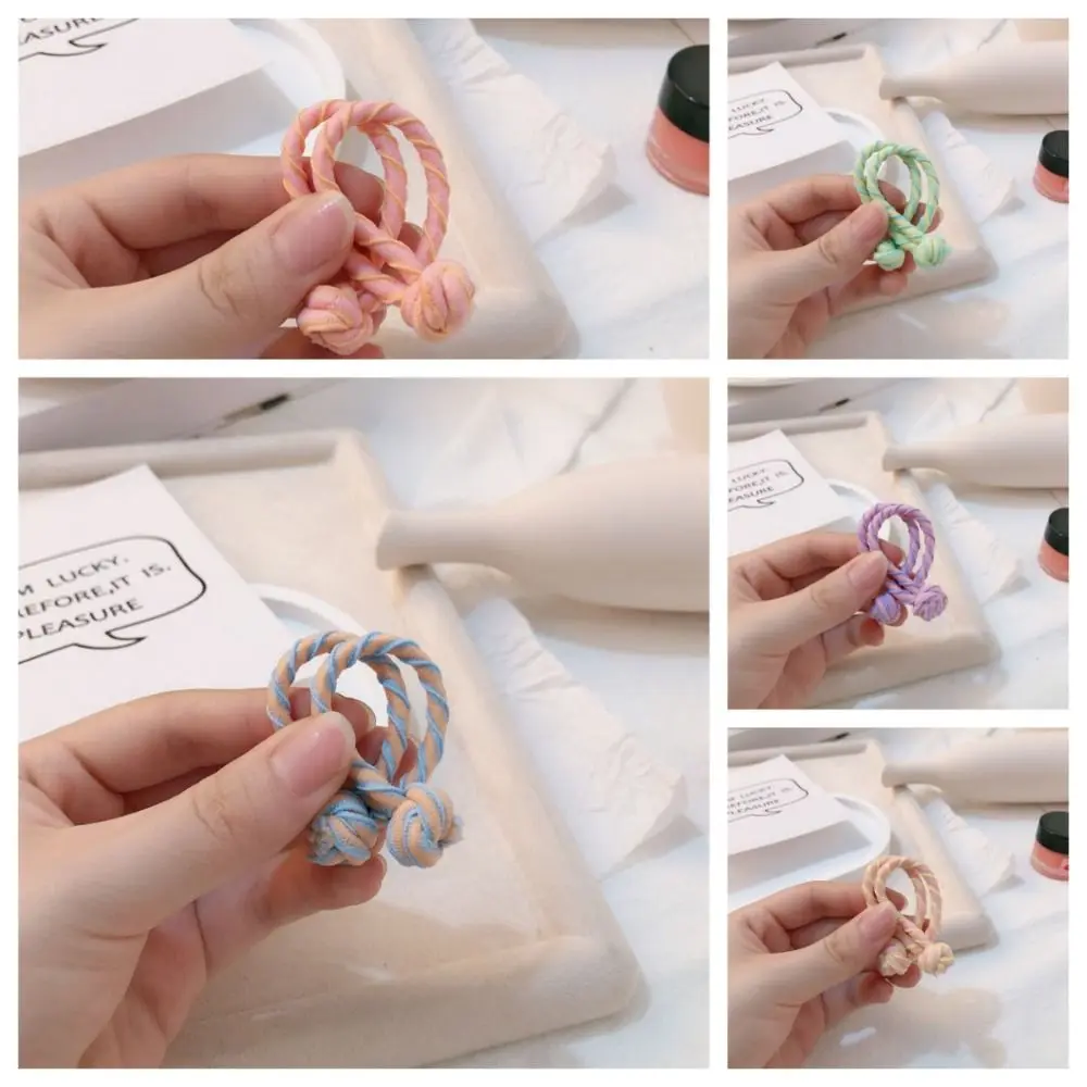 Fashion Large Chinese Knot Hair Rope For Girls Candy Color Printing Hair Ties Cute High Elastic Rubber Band Horsetail Headdress