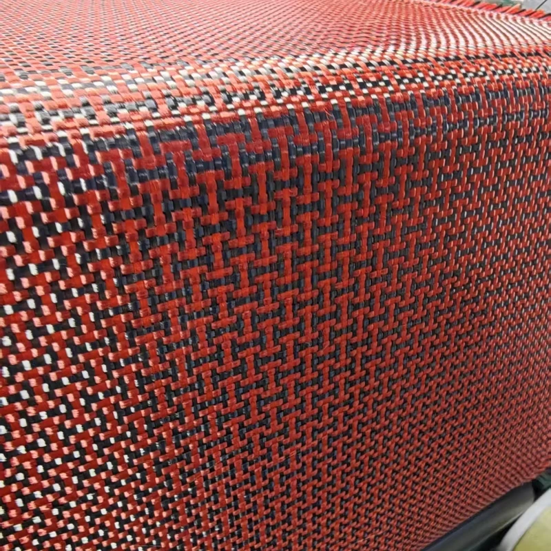 1100D /3K 210gsm Red  Kevar & Carbon fibermixed Fabric Piain Hybrid Carbon Kevlar Cloth  100cm*50cm a slice