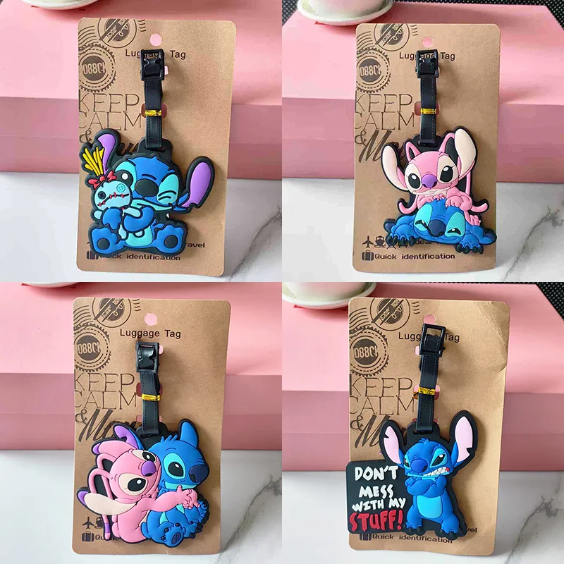 

Disney Stitch Toys Travel Luggage Tag Cartoon Cute Suitcase ID Addres Holder Boarding Baggage Tag Label Fashion Pendant Ornament