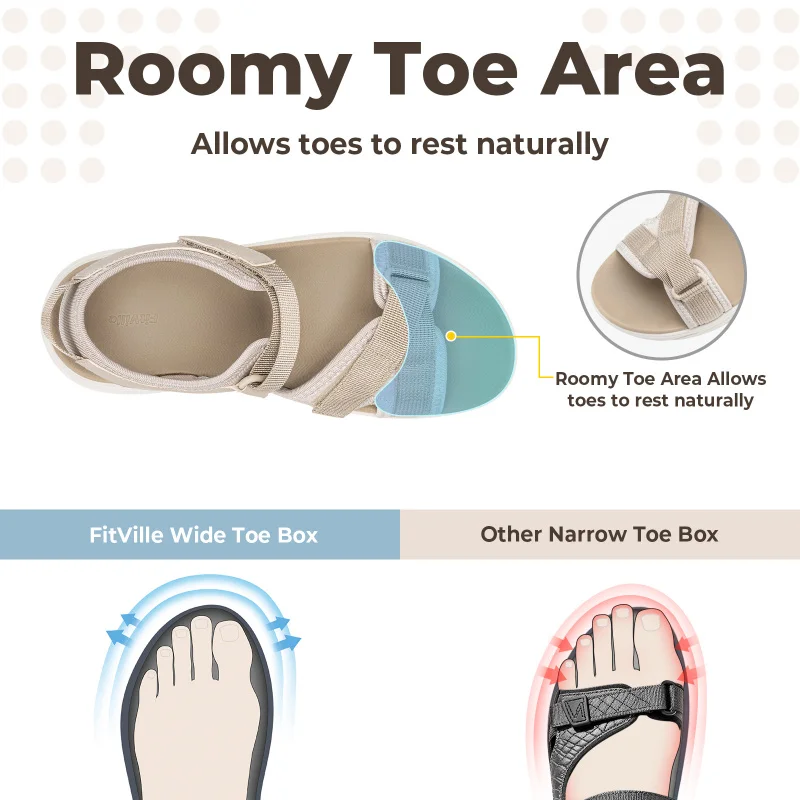 FitVille Women'S Platform Sandals Wide Summer Walking Sandals For Women With Adjustable Closures With Arch Support & Cushioning