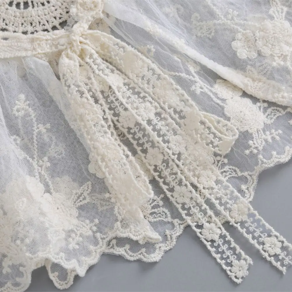 Sweet Cape Embroidered Lace Fake Collar Floral Embroidery Small Shawl Wraps Cloak Flower Scarves Women