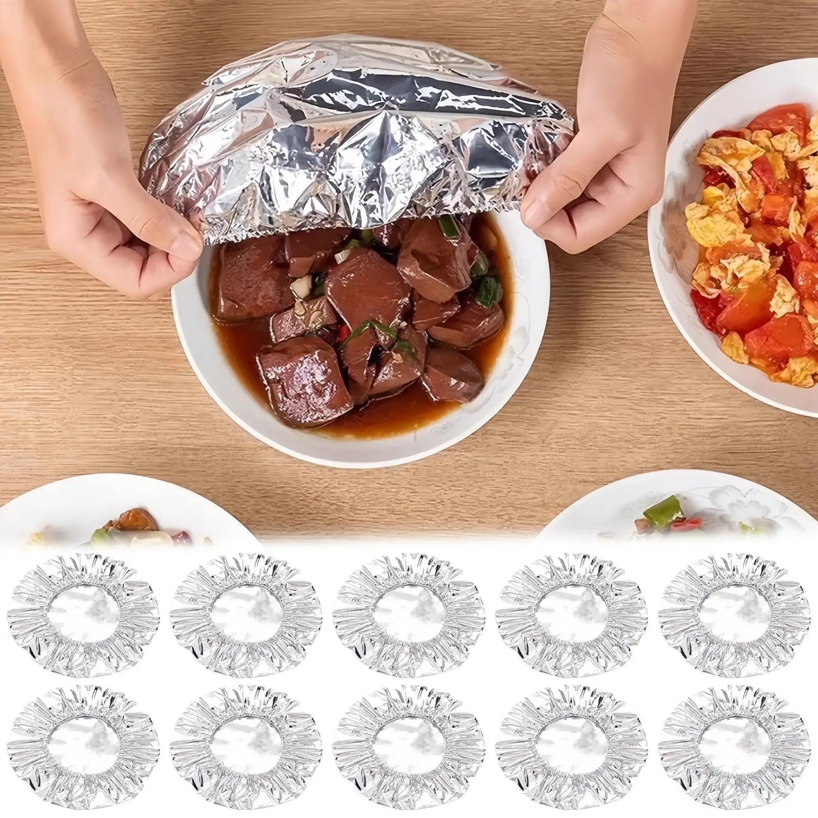 10Pcs/set Aluminum Foil Food Covers Kitchen Food Preservation Film Disposable Fresh-keeping Fruit And Vegetable Insulation Film