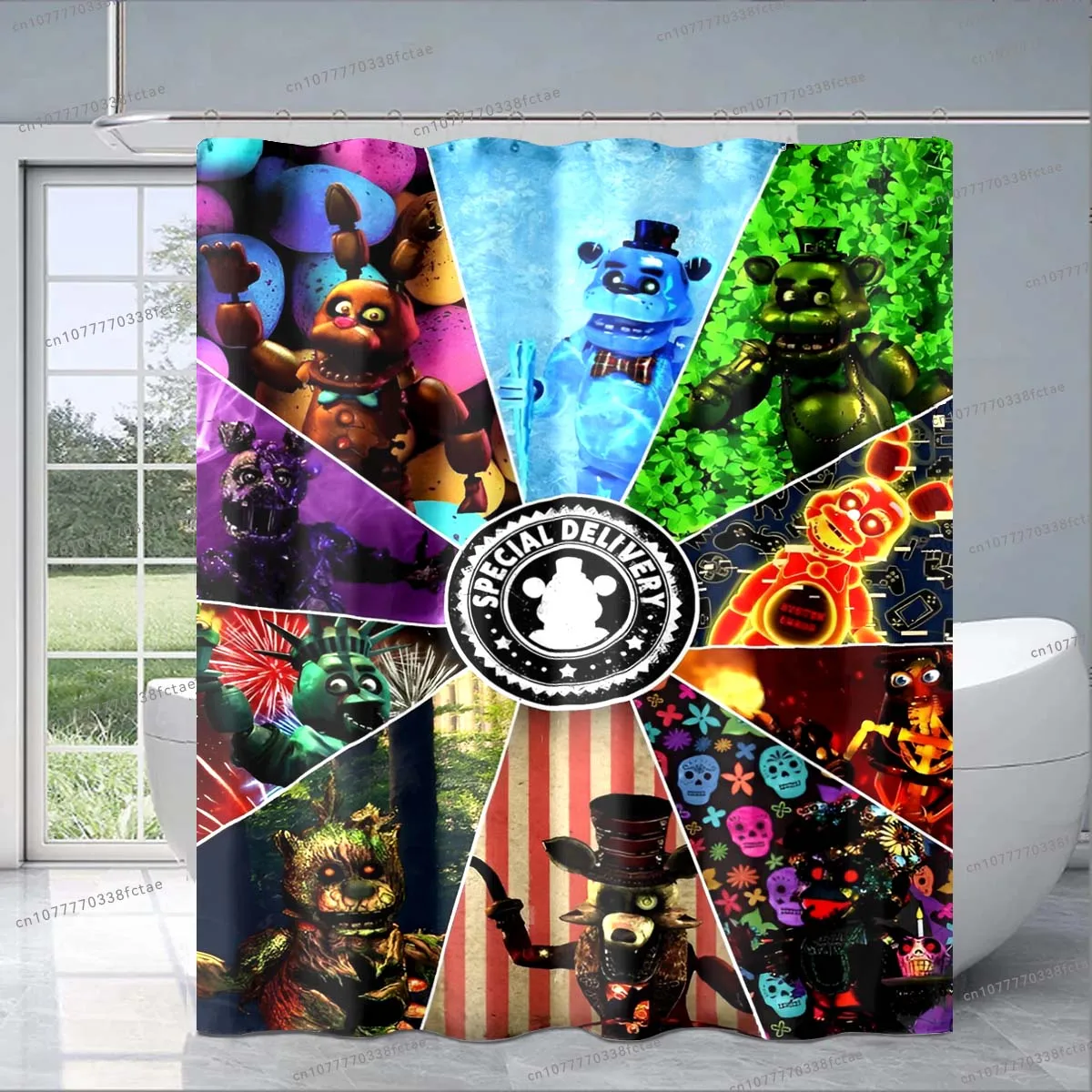 FNAF Horror Game Cartoon Shower Curtain Freddy Design Pattern Shower Curtain Adult Children Bathroom Decoration Birthday Gift