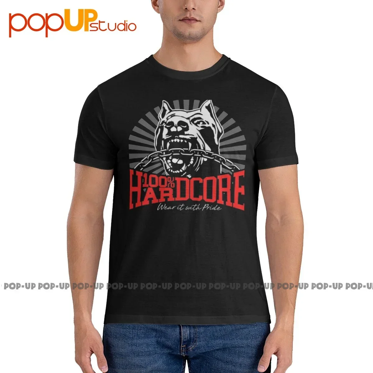 100 Hardcore Dog 305206060 Gabber Techno Partyoutfit Shirt T-shirt Tee Style Harajuku