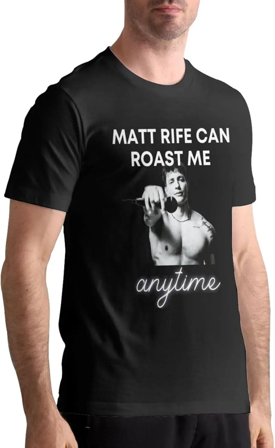 Matt Actor Rife Men T-Shirt Crew Neck Fashion Cool Graphics Short Sleeve Top Black