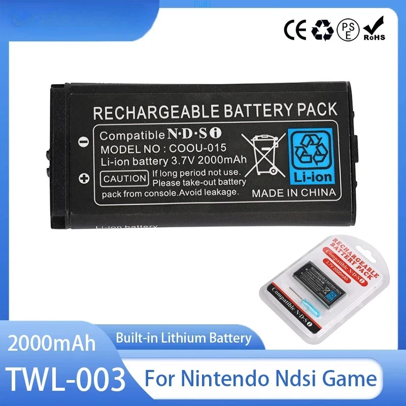 

TWL-003 TWL 003 Rechargeable Battery 3.7V 2000mAh TWL003 Lithium Battery Pack For Nintendo Ndsi Game Console Built-in Batteries