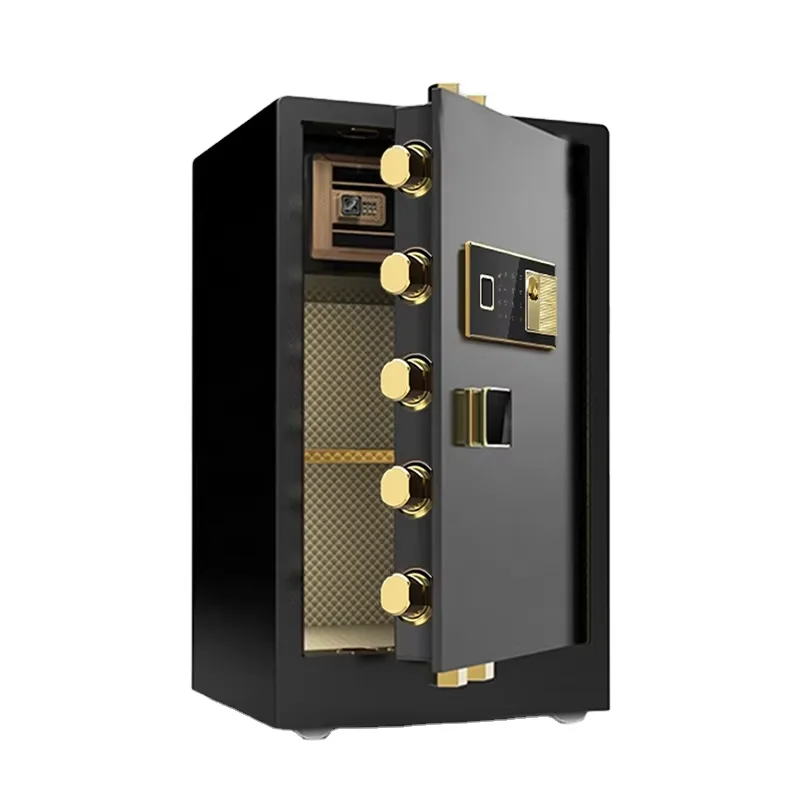 

Home Safe with Key and Electronic Digital Lock Black/Coffee Electronic Key Safe Box