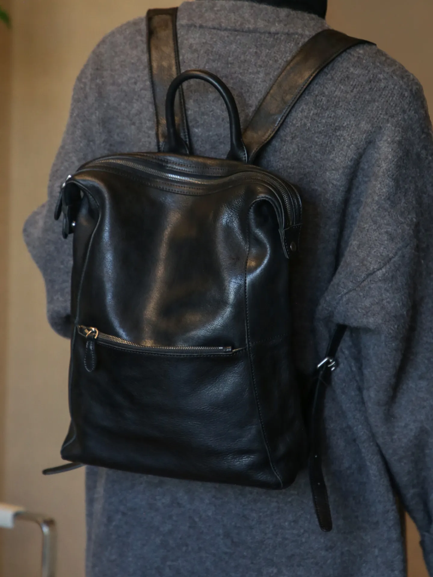 simple vintage high quality genuine leather women's backpack casual daily luxury vegetable tanned cowhide female schoolbag