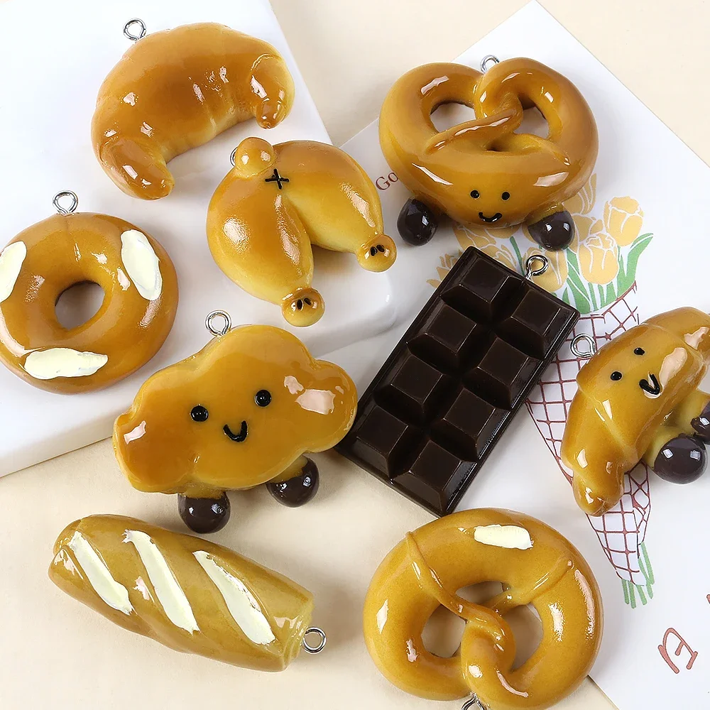 

1pc Simulation Food Charms Baguette Croissant Bread Pendants for Jewelry Making Necklace Earrings DIY Handmade Accessories