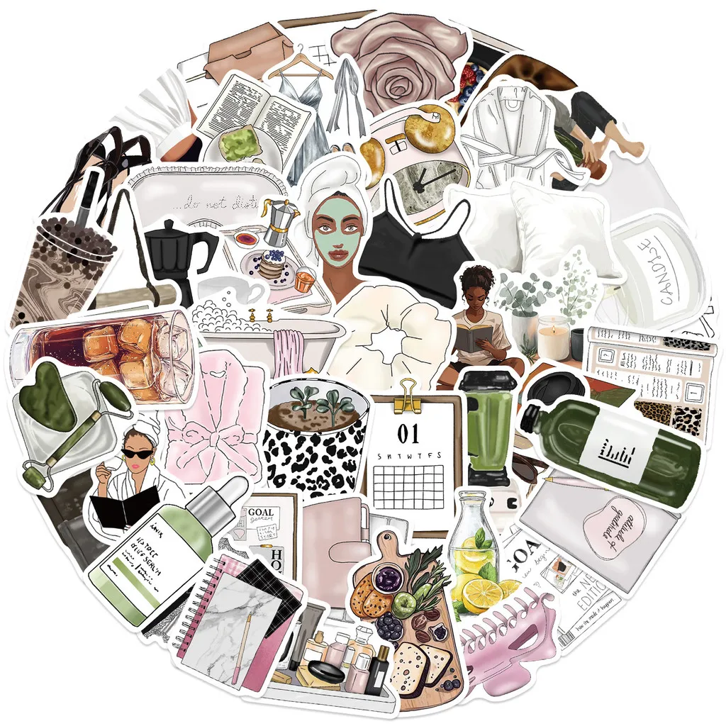 50 Pcs INS-Style Clean Girl Graffiti Stickers - Waterproof DIY Decals for Decor on Guitars(Anime Worlds Store)