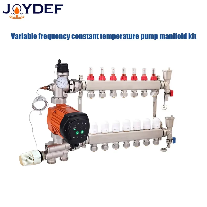 

ABST PEX 230V 2-16ways Stainless Steel Thermostatic pump manifold kit with 1/2" Adapters for Hydronic Radiant Floor Heating