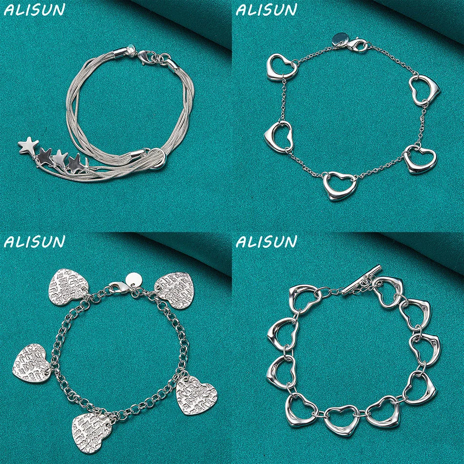 

ALISUN 925 Sterling Silver Bracelet For Women Men Fashion Jewelry Charm Grace Noble Wedding Accessories