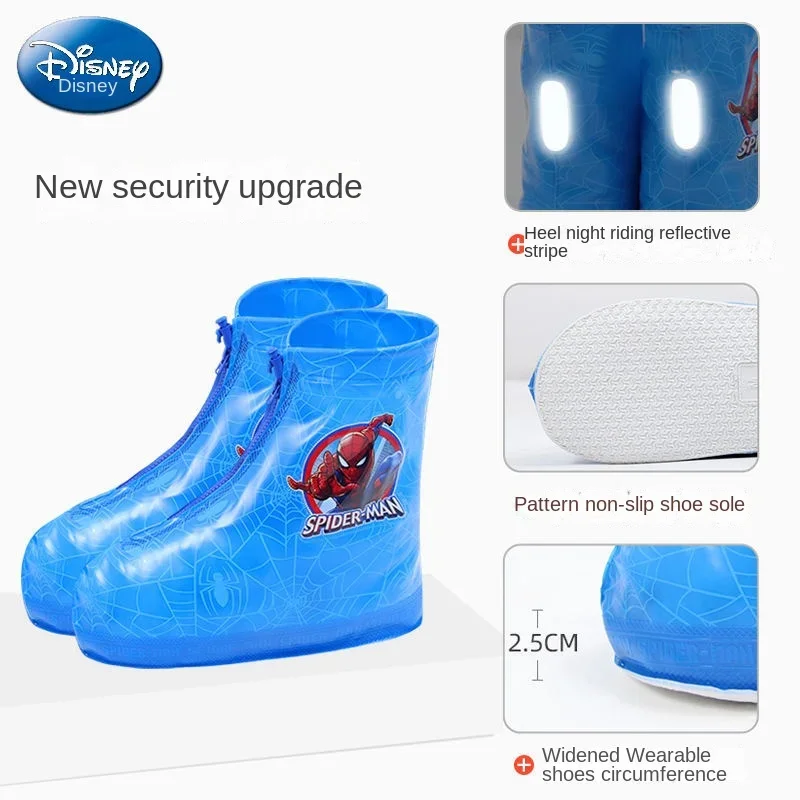 Disney Spider Kids Rain Boots Waterproof Shoe Cover Silicone Shoes Man Protectors Non-Slip Cover Reusable Outdoor Rainy Boots