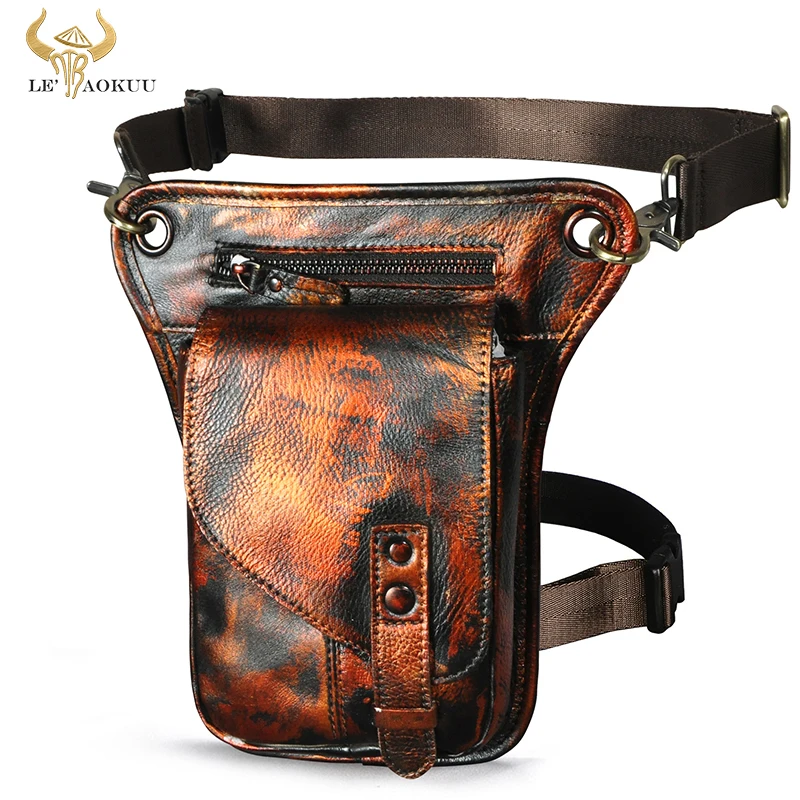 

Hot Sale Quality Leather Small Satchel Cross-body Bag Design Travel Fanny Belt Waist Pack Drop Leg Thigh Bag For Men Male 211-6