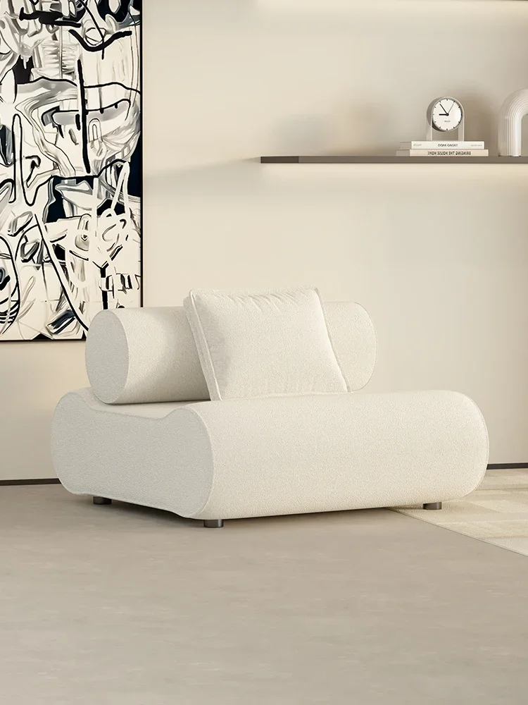 

Nordic Fabric Sofa Living Room Small Apartment Cream Style Bedroom Lambswool Single-Seat Sofa Chair