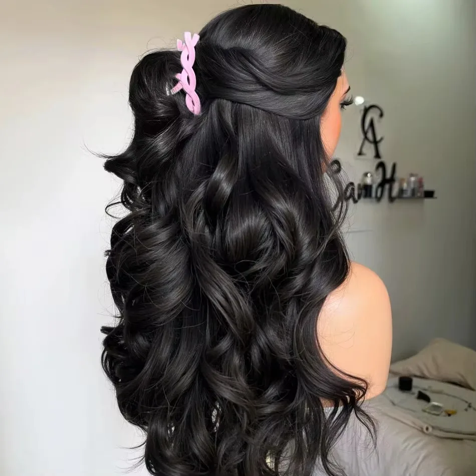 

Парик с волнистыми локонами и кружевной передней частью, 40-44 дюйма, из бразильских натуральных волос, плотность 200%, 13x4, 13x6, прозрачный кружевной фронтальный парик из натуральных волос