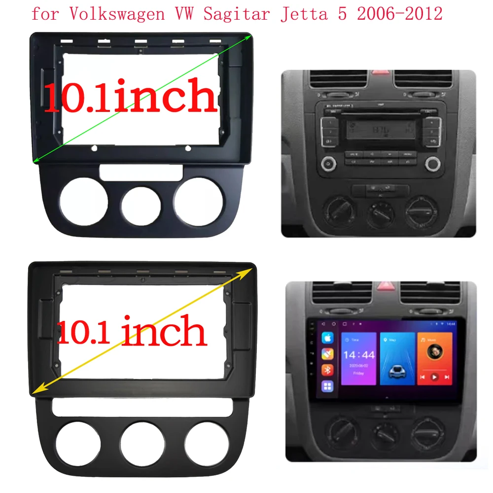 2 Din Car Radio Fascia Fit for Volkswagen VW Sagitar Jetta 5 2006-2012 Dash Mounting Installation Trim Frame Stereo Kit