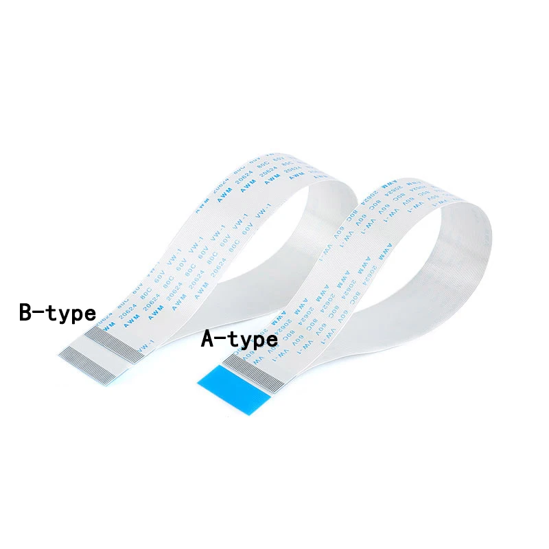 Cabo liso flexível de FFC, fita de FPC, 4, 6, 8, 10, 12, 14, 16, 18, 20, 22, 24, 26, 30, 36-60 Pin Pitch, 0,5, 0,8, 1,0 passo Comprimento do fio 20cm, 1.25mm