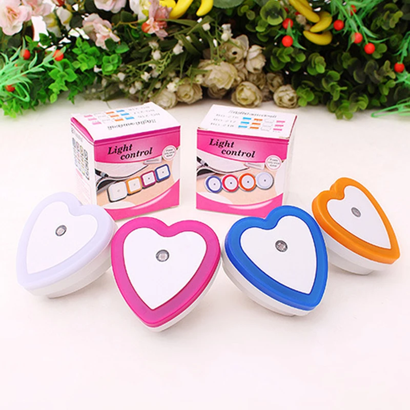 LED Night Lights Wireless Sensor Heart-shaped Night Light EU/US Plug Bedroom Bedside lamp Baby Room Living Room Corridor Light