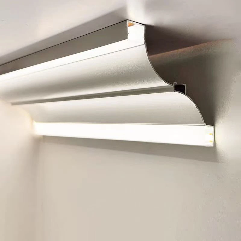 Sufitowa dwustronna świecąca profil aluminiowy lampa z gipsu salon otwarte górne narożne światło liniowe