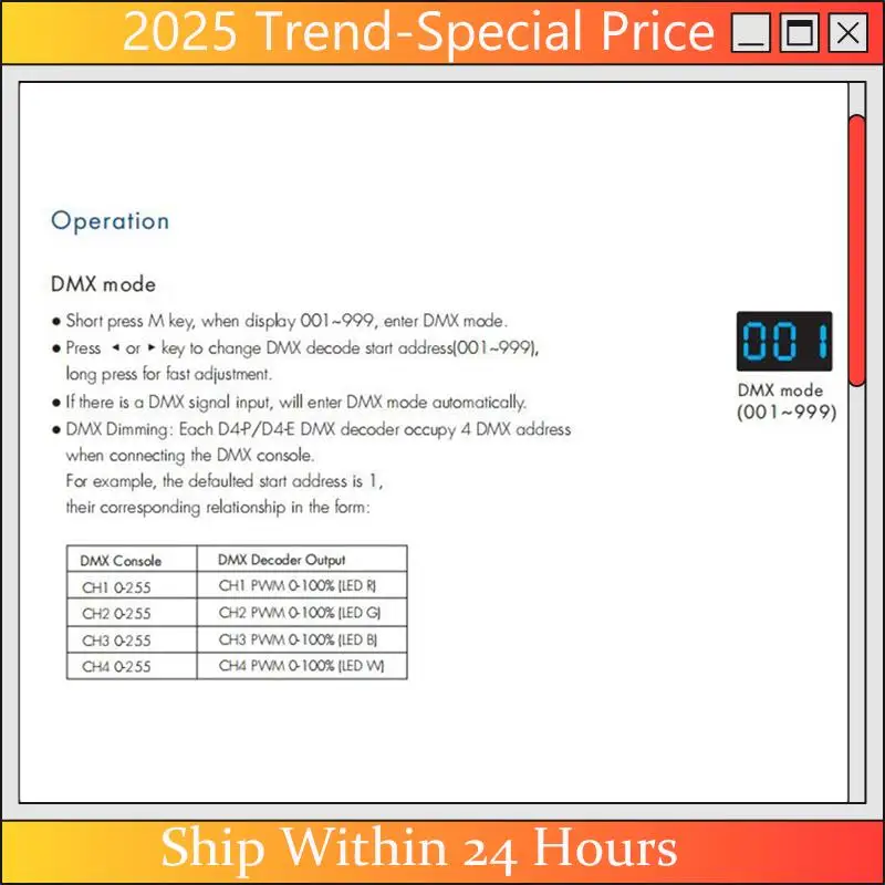 A61Z Offerte D4-E 4 Canali PWM Tensione Costante DMX e RDM LED Decoder Controller Display Digitale XLR3 Porta RJ45 Ingresso DC12-36V 8Ax