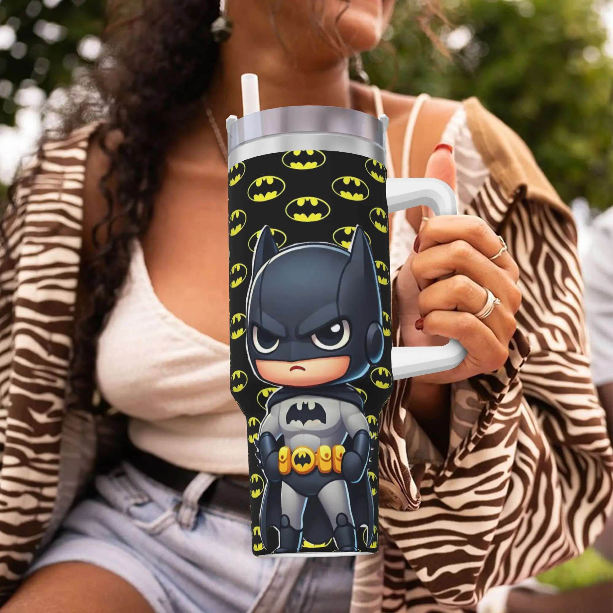 Stainless Steel Tumbler B-Batmans Cartoon Car Mugs With Straws 3D Print Beach Hot Drinks Water Bottle Keep Heat Large Coffee Mug view 5