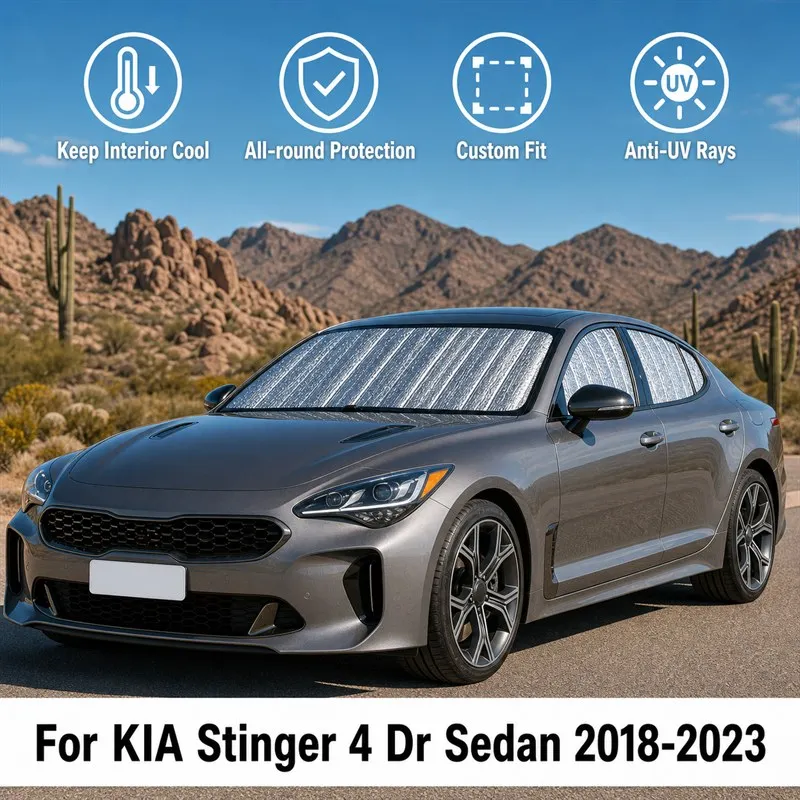For KIA Stinger 4 Dr Sedan 2018-2023 Full Set Car Window Sunshades UV Block Privacy Heat Insulated Foldable Car Curtain